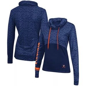 Women's Navy Virginia Cavaliers Cowl Neck Scaled Pullover Sweatshirt